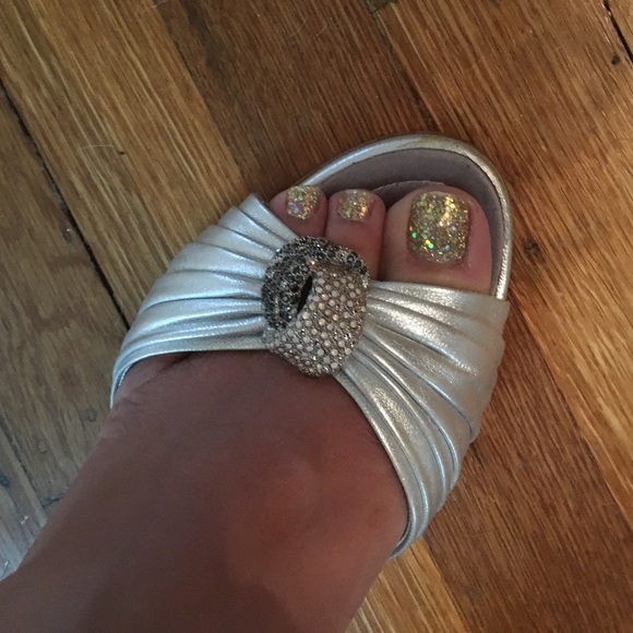 Giuseppe Zanotti Silver Slips with crystal details - Picture 4 of 4