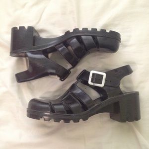 Black Heeled Jelly Sandals