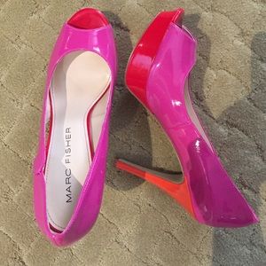 Marc fisher platform, peek a boo toe heals.