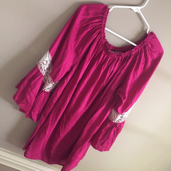 Plus size pink crochet tunic