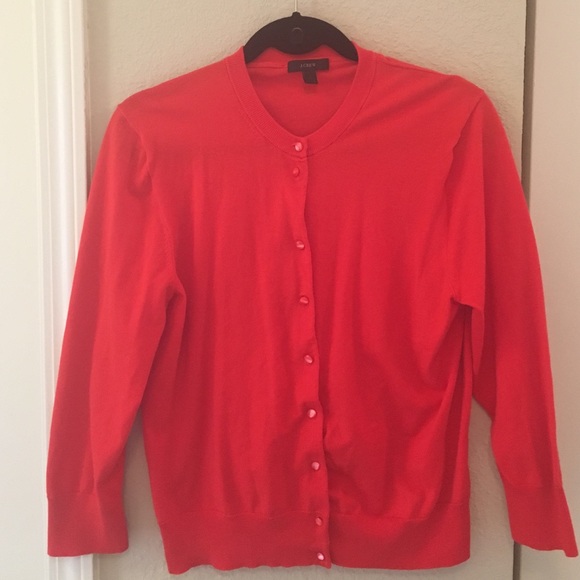 Red J Crew cardigan