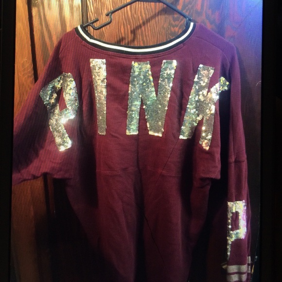 A maroon long sleeve shirt from pink