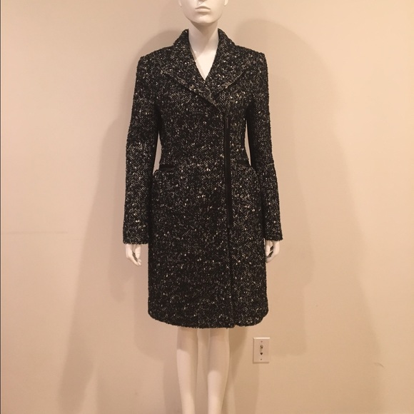 Used BCBG Tweed Contrast Rib Slv Jacket w/Zippers
