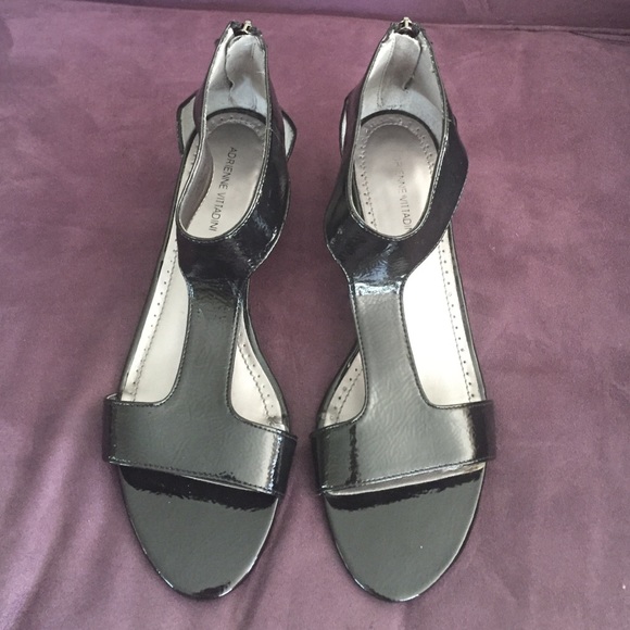 Adrienne Vittadini black Patton leather sandals.