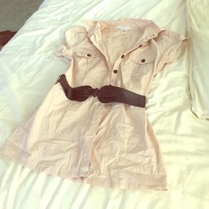 Tan blouse with belt