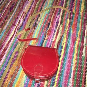 Vintage Leather Saddle Bag in Red!