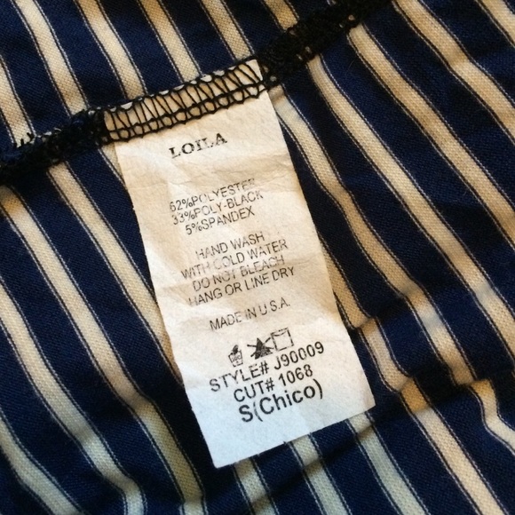 Navy & cream stripe romper low back pockets small - Picture 4 of 4