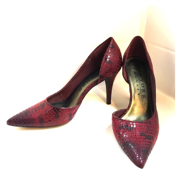 Red snakeskin d'orsay pumps