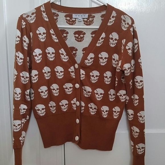 Cute rust colored skull cardigan