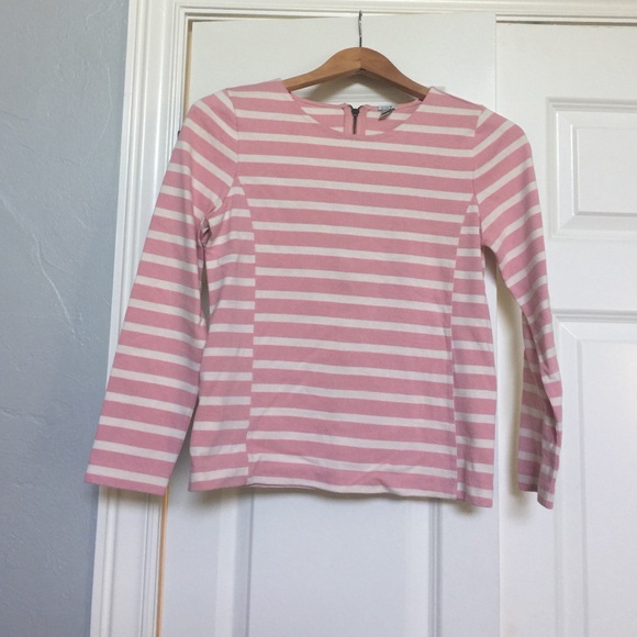 Pink and White Striped J Crew Top XS