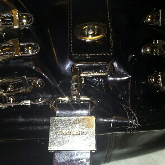 Jimmy Choo Blk leather Buckle zip top satchel - Picture 2 of 3