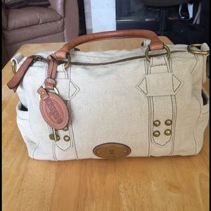 Canvas & Leather Handbag by Fossil