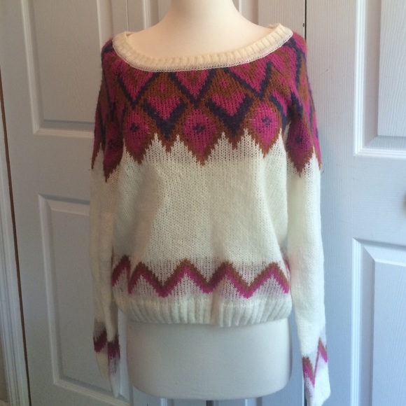 Diamond pink blue and cream knit H&M  sweater - Picture 1 of 2