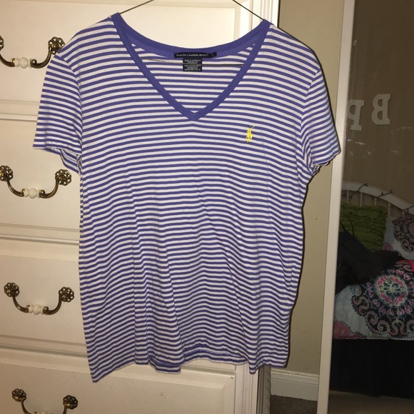 Blue and white striped Polo vneck