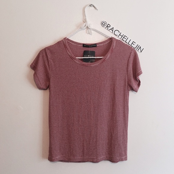 💌Sold💌 Brandy Melville Red and White Ribbed Tee