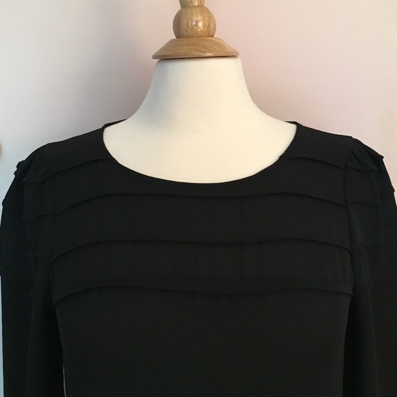 LOFT pleated black sheer blouse