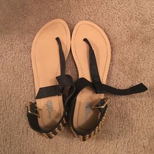 black stuffed sandals