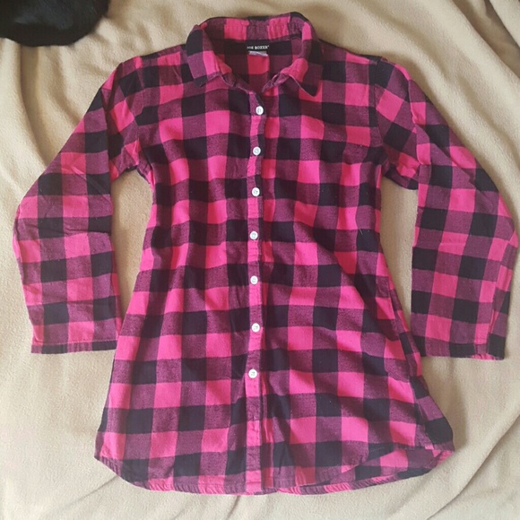 Pink and black plaid shirt