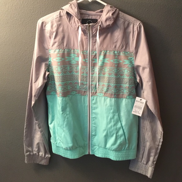 Mint/grey windbreaker