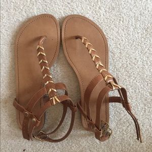 Brown braid sandals