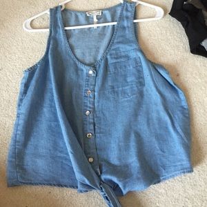 Denim style tank with knot at bottom