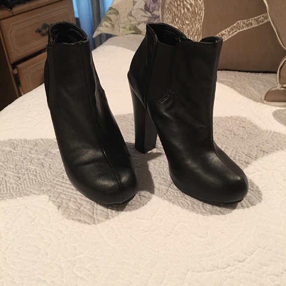 Black block heel booties