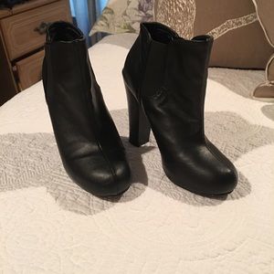 Black block heel booties