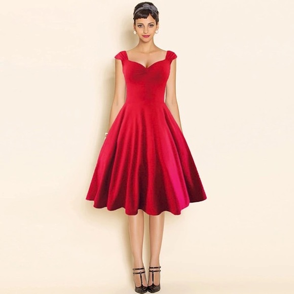 Red cotton vintage dress - Picture 2 of 3