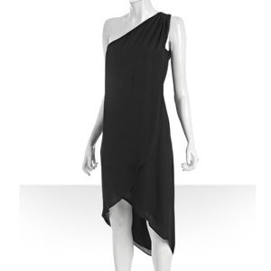 Halston Heritage One shoulder silk cocktail dress