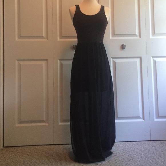 New h&m maxi dress black acid wash top