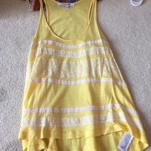 Yellow tank with lace stripes