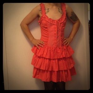 Coral Can-Can Dress