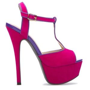 Shoedazzle Fuchsia Heels Never Worn Size 6 1/2
