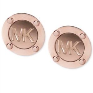 Michael Kors rose gold logo earrings