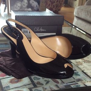 Cole Haan Black Patent Nike Sling Heels 9B