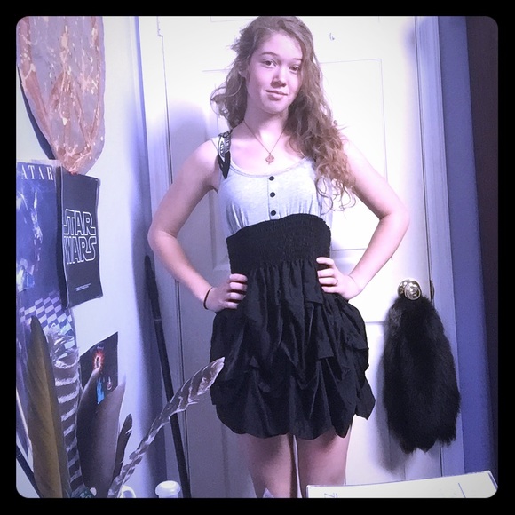 Black and Gray ruffle dress