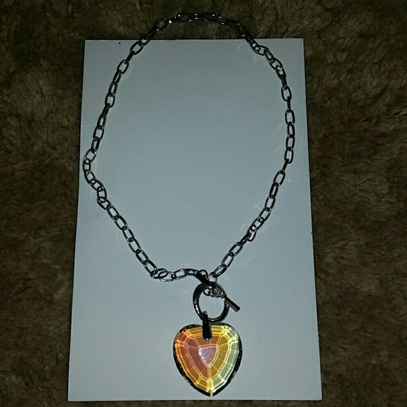 Heart faux crystal pendant necklace