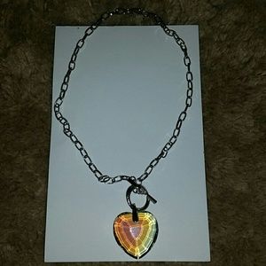 Heart faux crystal pendant necklace