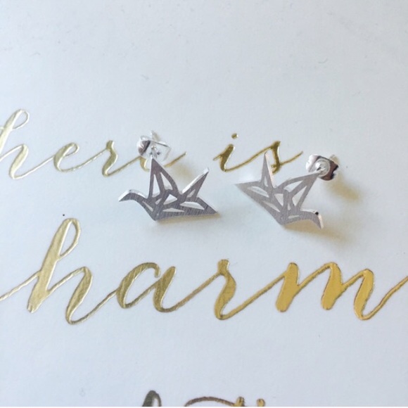 Dainty Origami Paper Crane Earrings! - Picture 2 of 2