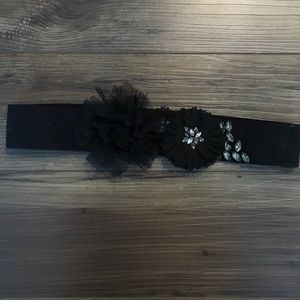 J. Crew black embellished floral belt