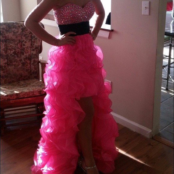 Pink high-low prom dress