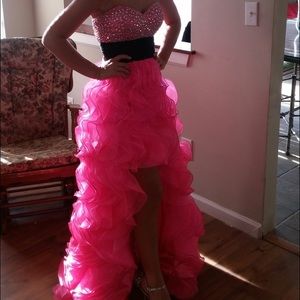 Pink high-low prom dress
