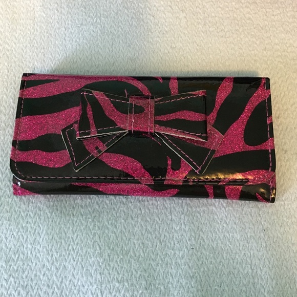 A sparkly pink and black zebra wallet - Picture 1 of 4