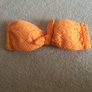 Orange lace bandeau swim top