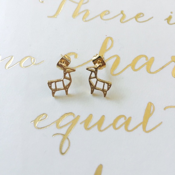 Dainty Origami Deer or Llama Earrings! - Picture 2 of 2