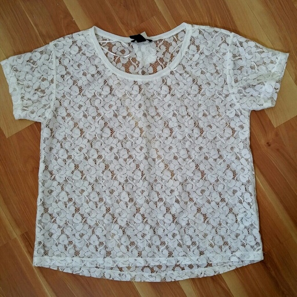 H&M Tops - White Lace Oversized Top