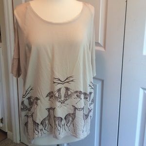 Anthropologie silk & rayon pink blouse with deer