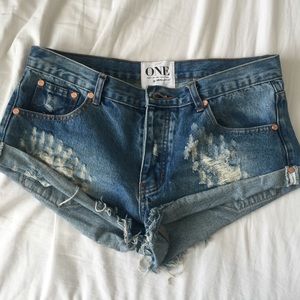One Teaspoon Shorts - One Teaspoon 28 bandits (medium blue) distressed One Teaspoon Shorts - One Teaspoon 28 bandits (medium blue) distressed
