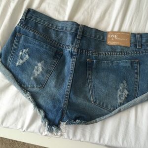 One Teaspoon Shorts - One Teaspoon 28 bandits (medium blue) distressed One Teaspoon Shorts - One Teaspoon 28 bandits (medium blue) distressed