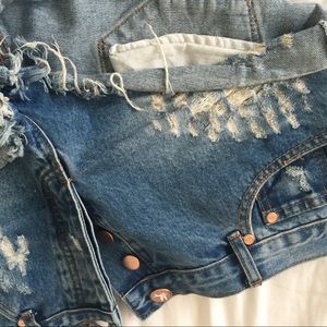 One Teaspoon Shorts - One Teaspoon 28 bandits (medium blue) distressed One Teaspoon Shorts - One Teaspoon 28 bandits (medium blue) distressed